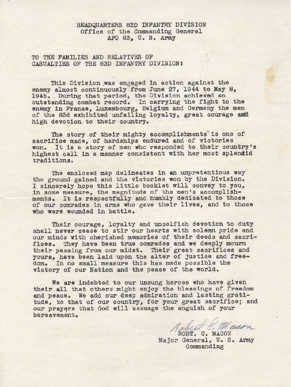 Macon's Letter